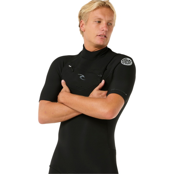 2026 Rip Curl Männer Dawn Patrol 2/2mm Kurzämelig Brustreißverschluss Neoprenanzug 16VMFS - Black
